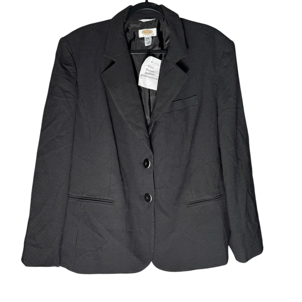 Talbots Two Button Black White Blazer Womens Size 18 W Career Nwt